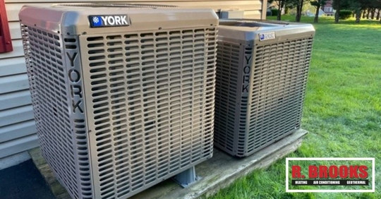 Two York air conditioning condensers outdoors