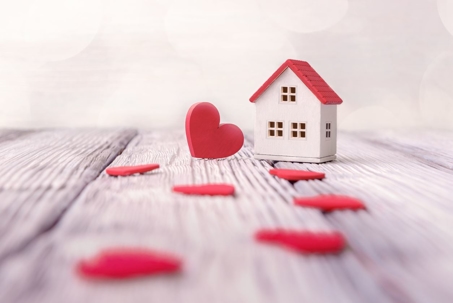 hearts around a house